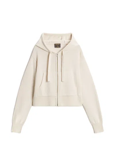 Woolrich Zip-up Hooded Cardigan In Neutrals
