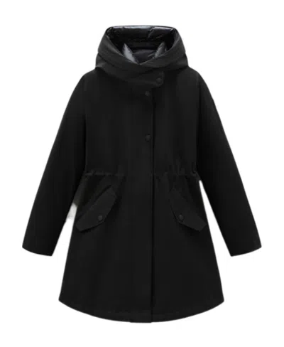 Woolrich Zip-up Reversible Coat In Black
