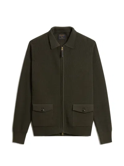 Woolrich Zip-up Ribbed-knit Cardigan In Green