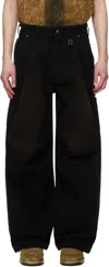 Wooyoungmi Black 3d Wide Jeans In Black