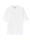 Wooyoungmi White Crewneck T-shirt With Logo Patch On The Front And Floral Motif On The Rear In Cotton Man In White