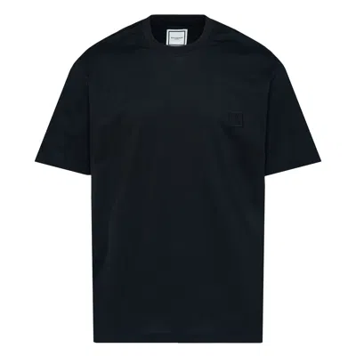 Wooyoungmi Black Crewneck T-shirt With Logo Patch On The Front And Floral Motif On The Rear In Cotton Man