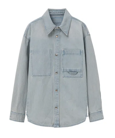Wooyoungmi Back Logo Denim Shirt In Blue