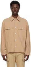 Wooyoungmi Flap Chest Pocket Side Slit Button Up Shirt In Beige 840e