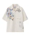 Wooyoungmi Beige Bowling Shirt With Cubab Collar And All-over Prints In Beige