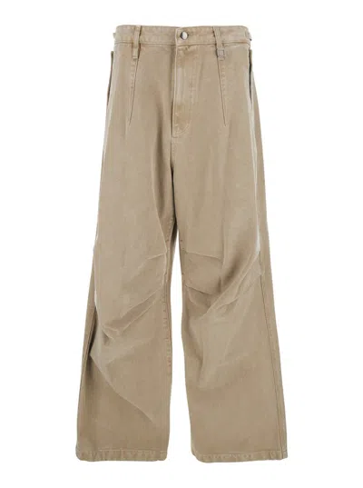 WOOYOUNGMI BEIGE PANTS WITH BELT LOOPS IN COTTON MAN