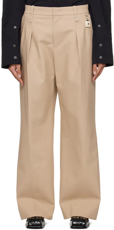Wooyoungmi Beige Straight Trousers In Beige 949e