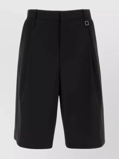 Wooyoungmi Bermuda Shorts With Front And Side Pleats In Black