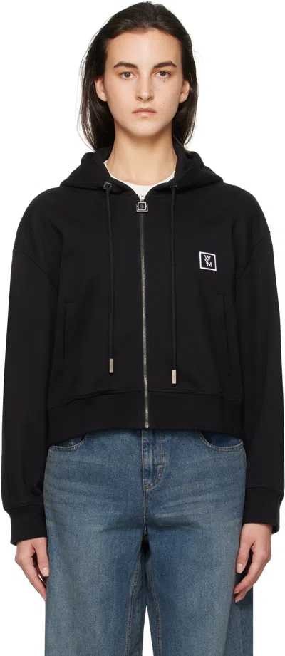 Wooyoungmi Black Back Logo Hooded Zip-up Hoodie