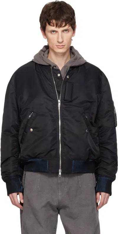 Wooyoungmi Black Back Logo Ma-1 Bomber Jacket