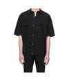 Wooyoungmi Black Banding Short Sleeve Shirt In Black