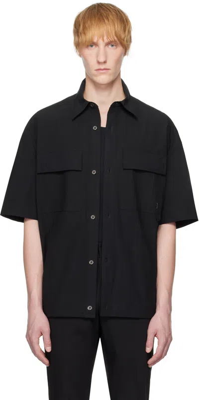 Wooyoungmi Black Banding Short Sleeve Shirt In Black823b