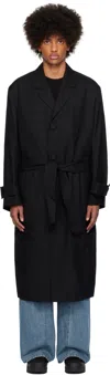 Wooyoungmi Black Belted Single Coat In 901b Black