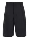 Wooyoungmi Bermuda Shorts With Front And Side Pleats In Black