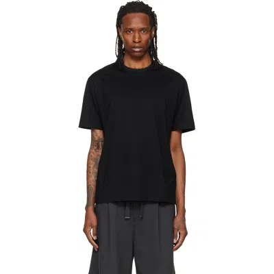 Wooyoungmi Black Cotton Back Logo T-shirt In 708b Black