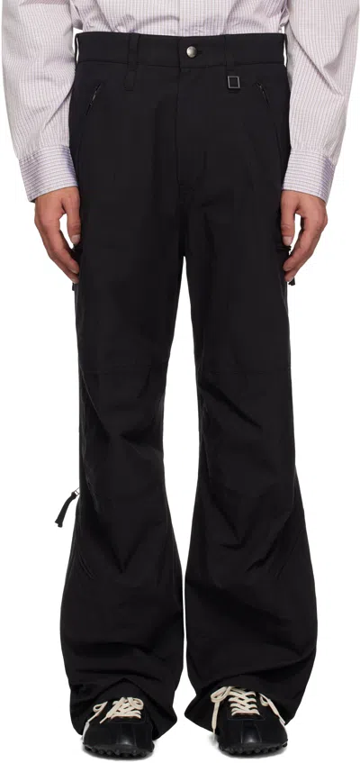 Wooyoungmi Black Cotton Parachute Trousers In Black938b