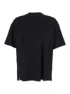 Wooyoungmi Black Crewneck T-shirt With Logo Patch On The Front And Floral Motif On The Rear In Cotton Man In Black