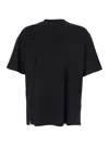 Wooyoungmi Black Crewneck T-shirt With Logo Patch On The Front And Floral Motif On The Rear In Cotton Man In Black
