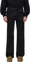 Wooyoungmi Black Crochet Straight Jeans In Black983b