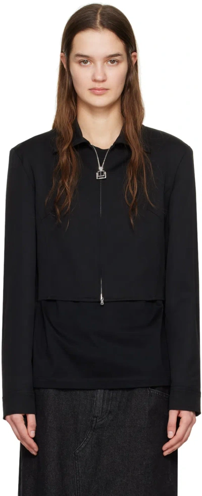 Wooyoungmi Black Cropped Shirt In Black 843b