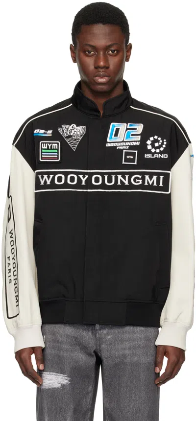 Wooyoungmi Black Emblem Bomber Jacket In 951b Black
