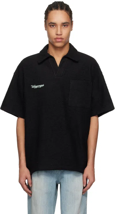 Wooyoungmi Black Embroidered Polo In Black730b