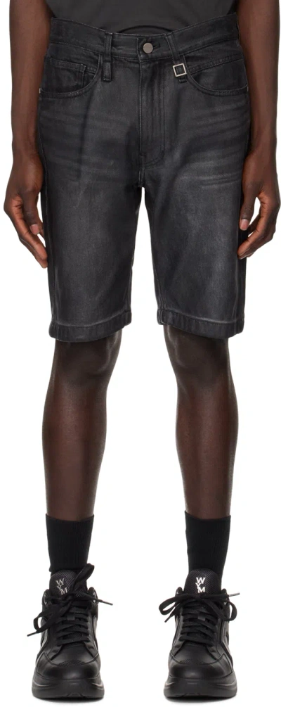 Wooyoungmi Black Faded Denim Shorts In 982b Black