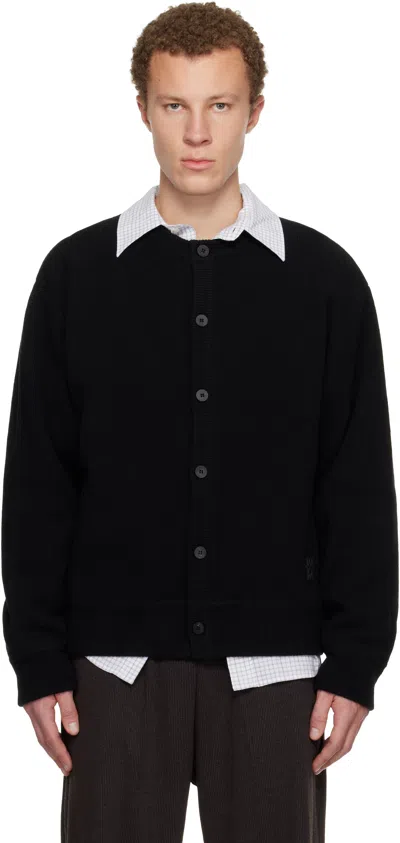 Wooyoungmi Black Henley Neck Cardigan