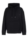 Wooyoungmi Black Hoodie With Drawstring Hood And Floral Motif On The Rear In Cotton Man In Black