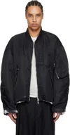 Wooyoungmi Black Ma-1 Reversible Bomber Jacket In Black914b