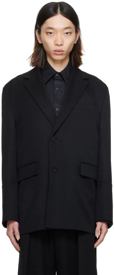 Wooyoungmi Black Notched Lapel Blazer In 909b Black