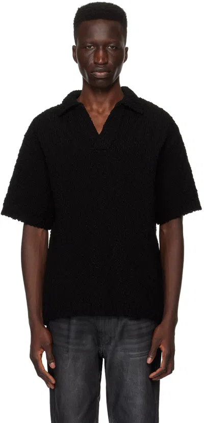 Wooyoungmi Black Open Polo In 525b Black