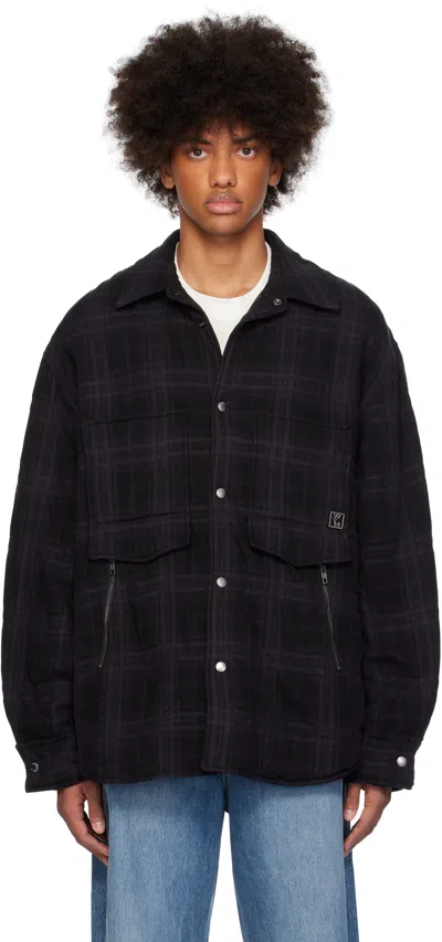 Wooyoungmi Black Padded Check Shirt In 836b Black