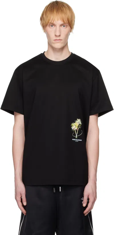 WOOYOUNGMI BLACK PALM TREE GRAPHIC T-SHIRT