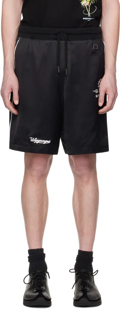Wooyoungmi Black Piping Banding Shorts In Black917b