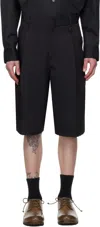 Wooyoungmi Bermuda Shorts With Front And Side Pleats In Black940b