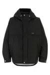 Wooyoungmi Hooded Polyester Jacket With Drawstring And Pockets In Black
