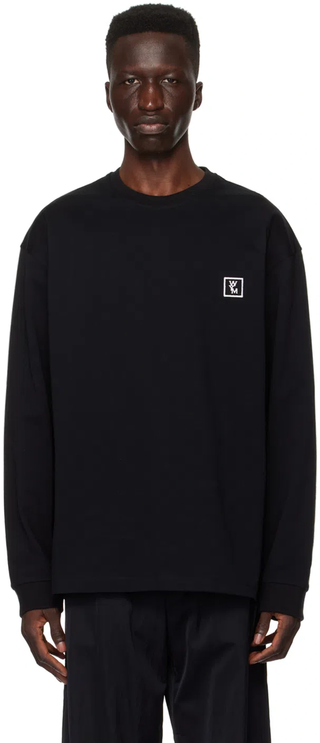 Wooyoungmi Black Printed Long Sleeve T-shirt In 718b 