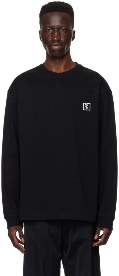 Wooyoungmi Black Printed Long Sleeve T-shirt In 718b Black