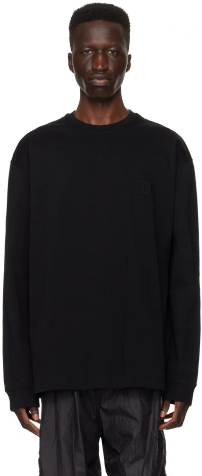 Wooyoungmi Black Printed Long Sleeve T-shirt In 718b Black