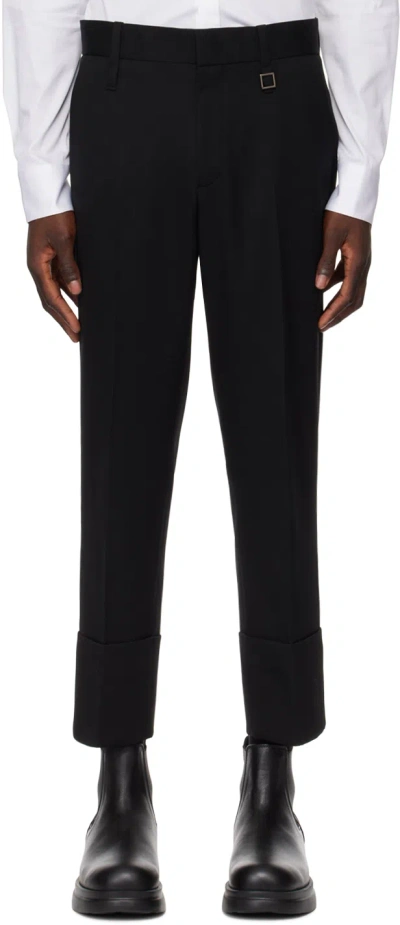 Wooyoungmi Black Rolled Cuff Trousers In 909b Black