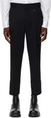 Wooyoungmi Black Rolled Cuff Trousers In 909b Black