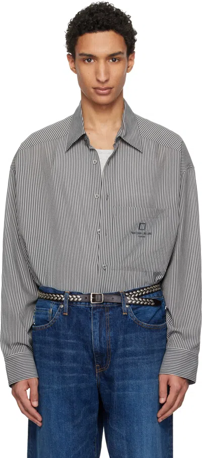 Wooyoungmi Striped Oversized Shirt In Gray