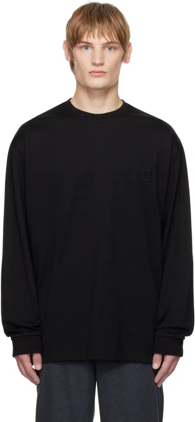 Wooyoungmi Black Swaying Flower Long Sleeve T-shirt In 713b Black
