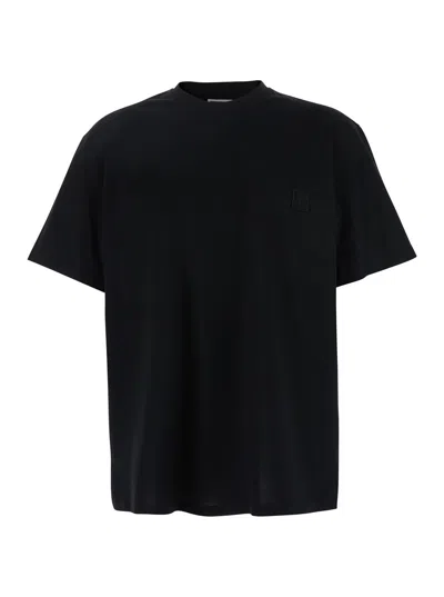 Wooyoungmi Black T-shirt With Maxi Print On The Back In Cotton Man