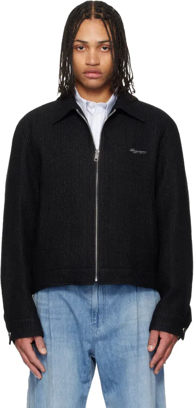 Wooyoungmi Logo-plaque Zip-up Jacket In Black
