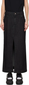 Wooyoungmi Black Vented Denim Maxi Skirt In Black 974b