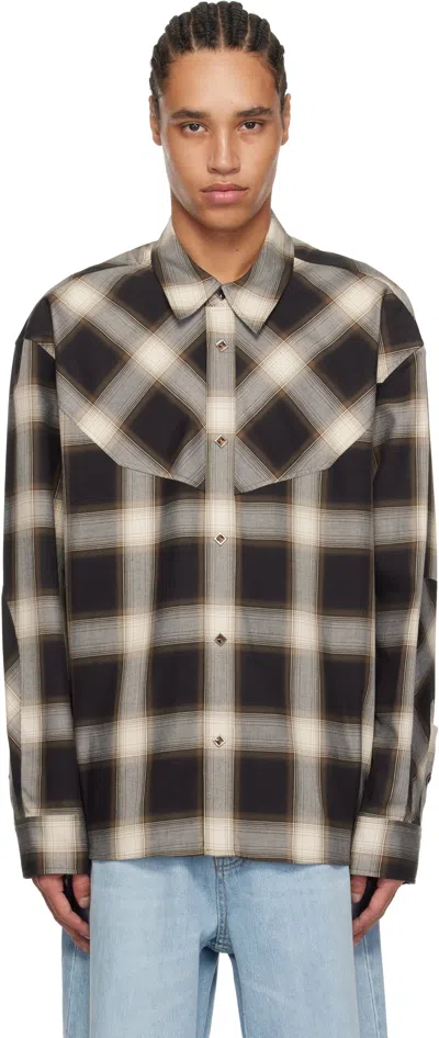 Wooyoungmi Black Western Check Shirt In Black833b