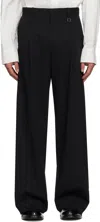 Wooyoungmi Black Wool Wide Folding Trousers In Black905b