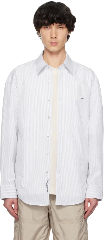 Wooyoungmi Blue & White Cotton Back Logo Shirt In Blue843l